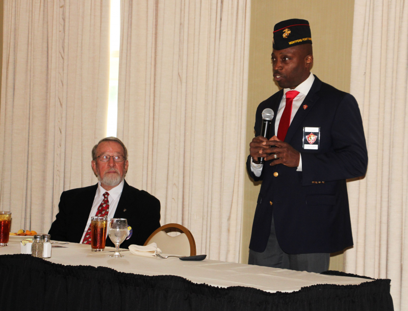 Sgt. Major Johhny HIgdon of Montford Point Marines promotes efforts of first Black Marine troops